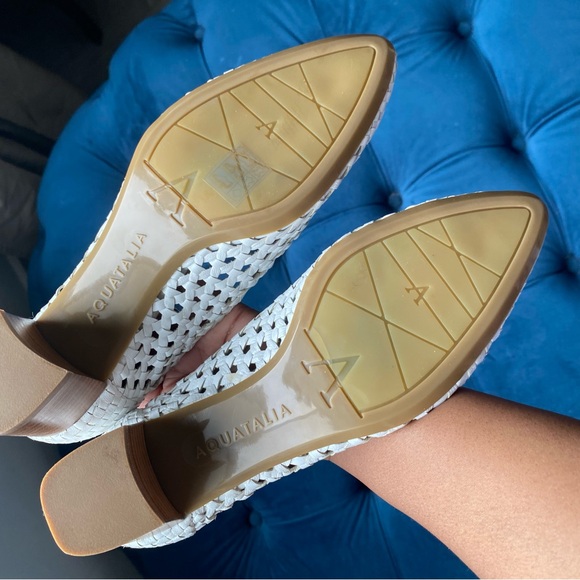 AQUATALIA PASHA WHITE WOVEN LEATHER PUMPS HEELS - Picture 9 of 11